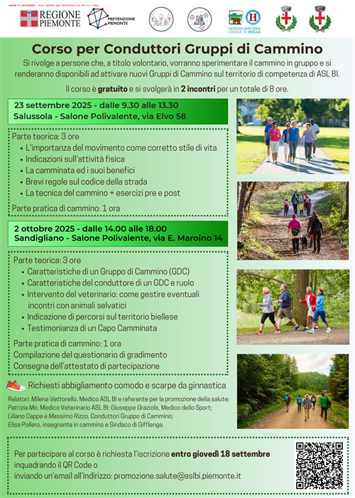 Corso gratuito per Conduttori di Gruppi di Cammino