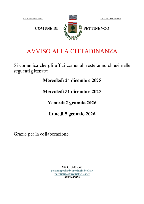 Chiusura Uffici Comunali